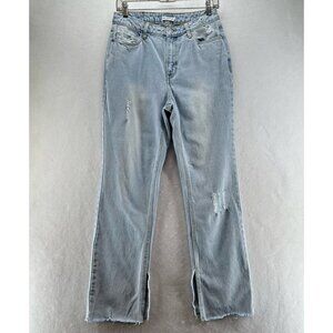 Avec Les Filles Jeans Womens Size 28 Distressed Bootcut Light Washed Denim Blue